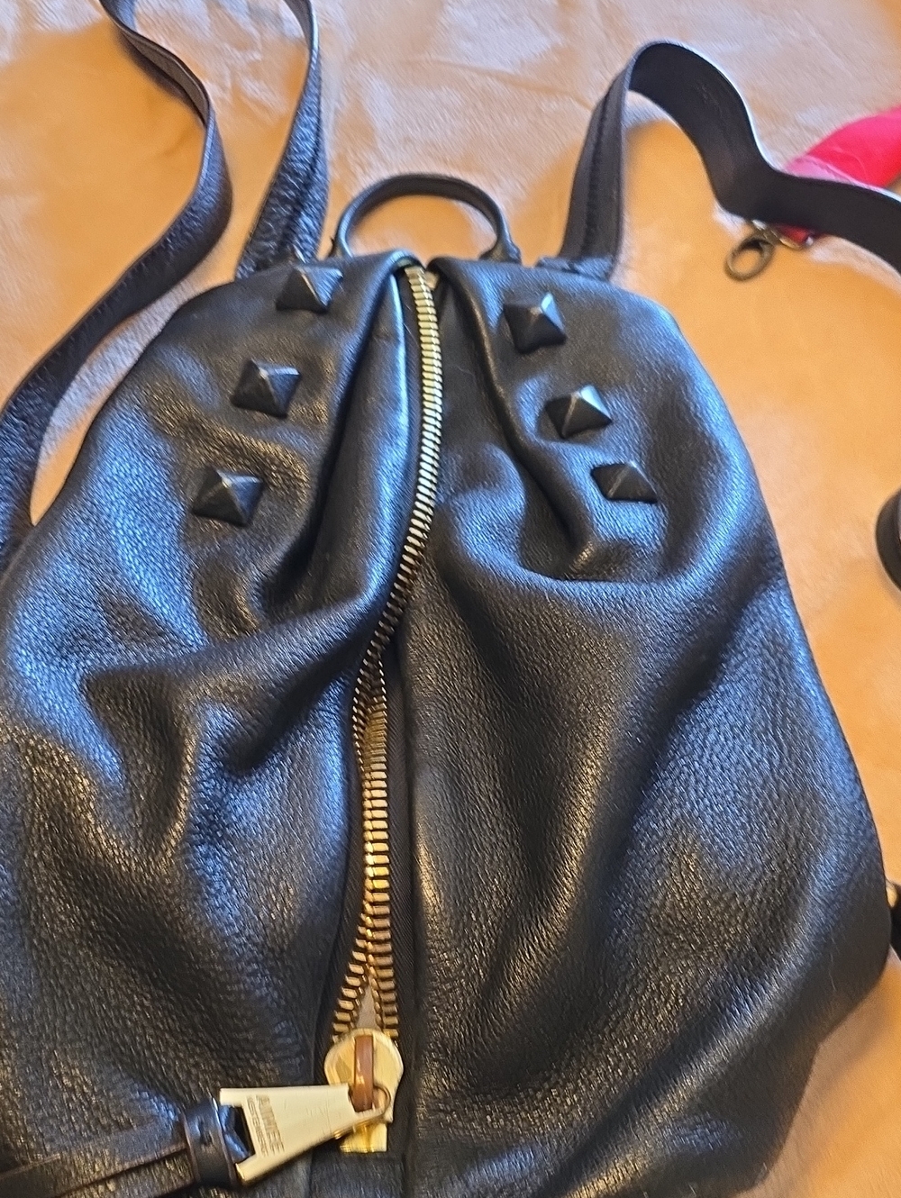 Aimee Kestenberg Black Studded Pebble Leather Backpack - Women